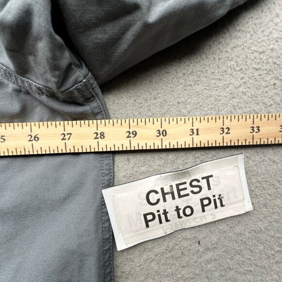 LL Bean Canvas Chore Barn Coat Mens XXL 0 WY17 Gray Corduroy Collar Button Lined - Picture 3 of 14